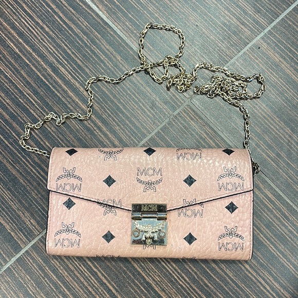 MCM Millie Chain Soft Pink Logo Crossbody